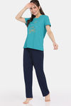 Rosaline Serenity Knit Cotton Pyjama Set - Viridian Green — thumbnail 4